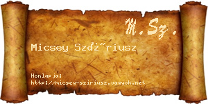 Micsey Szíriusz névjegykártya